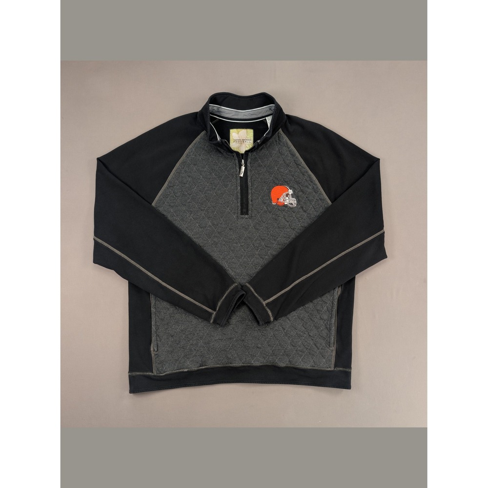Tommy Bahama Cleveland Browns NFL Quarter Zip Pullover Sweatshirt XXL Black